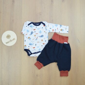 Baby Set Meerestiere mit Pumphose aus Ottoman-Jersey