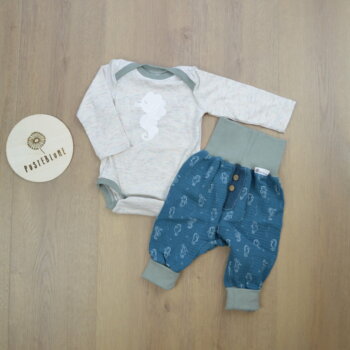 Baby Set Seepferdchen mit Pumphose aus Musselin, Detailfoto