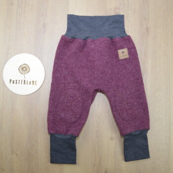 Walkhose weinrot weiß meliert mit grauem Bündchen