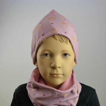 Tragefoto - Jerseyhaube und Loop, Krönchen auf lila Hintergrund